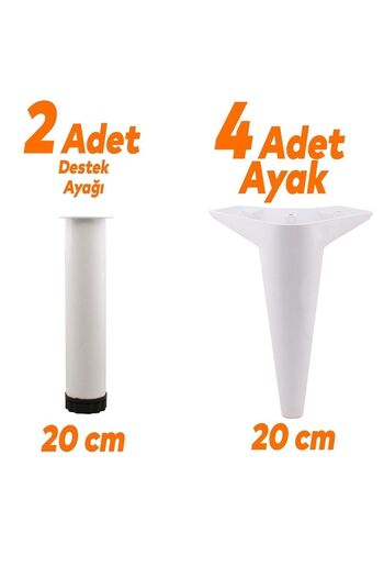 Badem10 Aspen Set 6 Mobilier Unitate TV Fotoliu Canapea Consolă Suport Picior Picioare 20 Cm Picior Alb