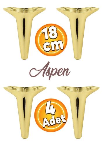 Badem10 Aspen Luxury Furniture Sofa Armchair Tv Unit Console Leg Feet 18 cm Gold Gold Leg (4 Pcs)