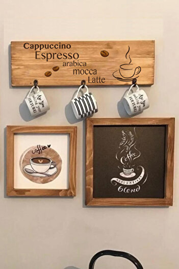 Wooden Factory Double Original Wooden Frame, Cup Hanging Wall Decor & Coffee Corner