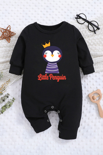 ADABEBEK New Season Little Penguin Printed Baby Jumpsuit - with Snaps from the Bottom 22214