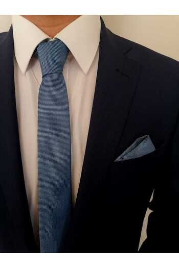 Kravatistan Blue Tie Handkerchief Set 5.5 Cm - K007