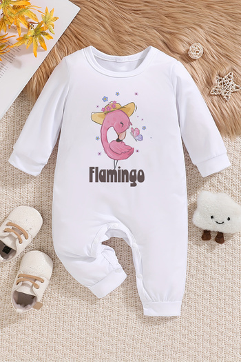 ADABEBEK Flamingo Printed Baby Girl Jumpsuit - 100% Cotton 22412