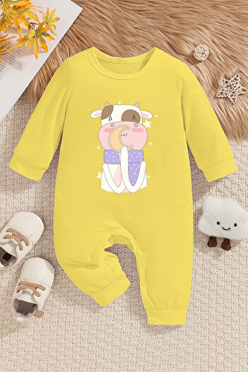 ADABEBEK Cute Cow Printed 100% Cotton Baby Jumpsuit - 22419