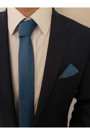 Kravatistan Dark Blue Tie Handkerchief Set - 5.5 Cm K015