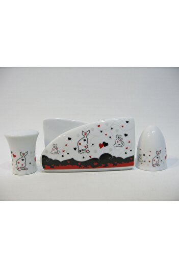 Cats By Luyano Salt Shaker Pepper Napkin Holder Set of 3 Home Tableware Kitchen Love Cats Porcelain Collectible with Love Cat