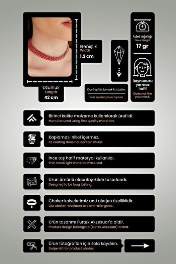 Furtek Aksesuar المرأة الأحمر الباستيل كريستال الزركون حجر 4 صف نموذج طوق الفضة المختنق مساء اللباس قلادة حفلة موسيقية المختنق