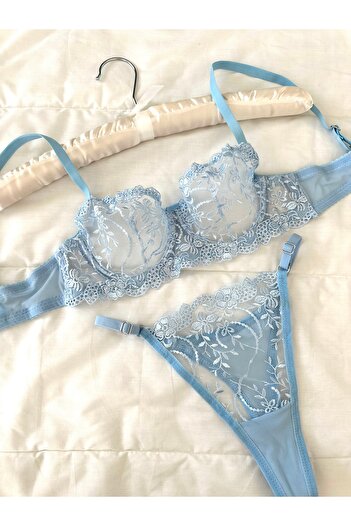 Feruzdesign Blue Underwire Bralet Set - Marte