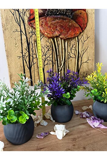 La bella bazar Planta de flori artificiale într-un ghiveci de dimensiuni mici 3 bucăți, decor de masă cu flori artificiale realiste