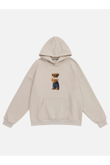 Mad&Calf Φούτερ με στάμπα Teddy Bear Unisex Oversize με κουκούλα Fleece