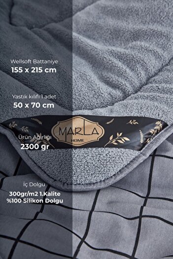 MARLA HOME Welsoft Line Візерунковий пухнастий односпальний двосторонній комплект ковдр