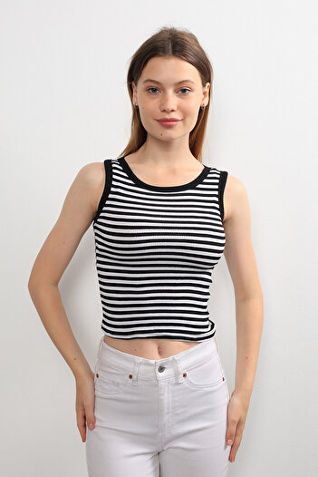 İKLİM LİFE Black-white Striped Overlock Athlete
