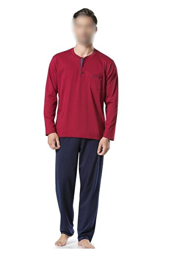 Pierre Cardin Men's Combed Cotton Claret Red Pajama Set