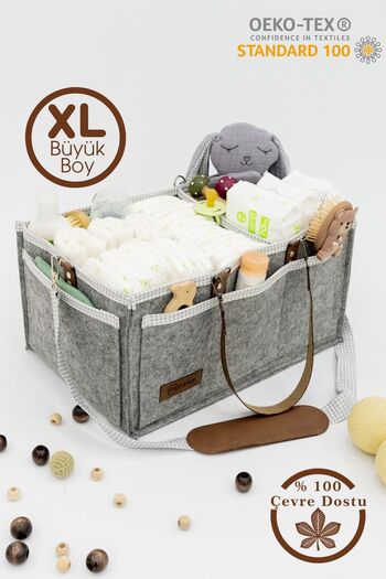 mordesign Xl Large Size - Multi-purpose Thick Felt Baby Care Bag, In-cabinet Organizer, Scotch Series