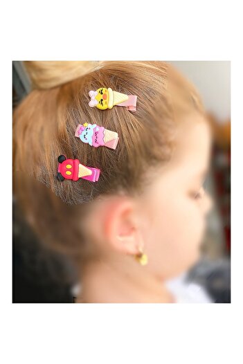 QUEEN AKSESUAR Mini Cornet Ice Cream Ice 3-Piece Baby Buckle Set with Collet