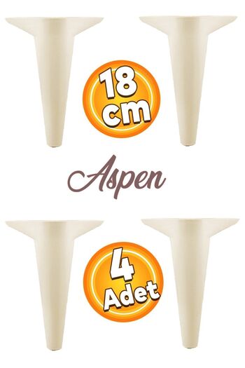 Badem10 Aspen Mobilier de lux Canapea Fotoliu Unitate TV Consolă Picior Picioare 18 Cm Picior crem (4 buc.)