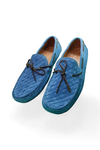Baliz Men's Suede Loafer - Genuine Leather Turquoise Shoes