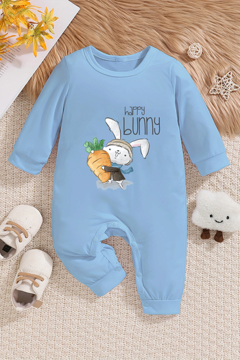 ADABEBEK Happy Bunny Patterned 100% Cotton Baby Onesie - 22389