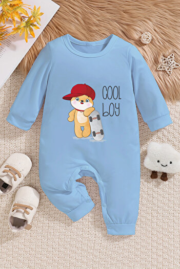 ADABEBEK Men's Jumpsuit - Cool Boy Skateboarder Bear Printed, Style 22375