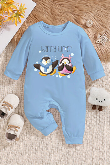 ADABEBEK Happy Winter Printed 100% Cotton Baby Onesie - 22404