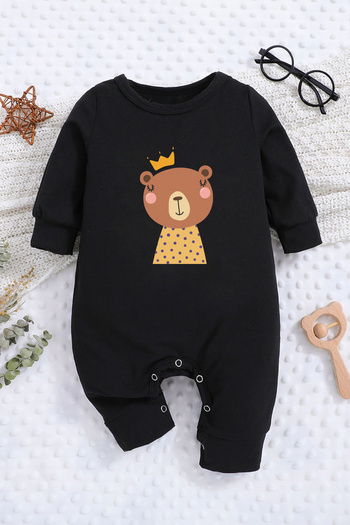 ADABEBEK New Season Little Bear Printed Baby Jumpsuit with Snap Fasteners - 22218
