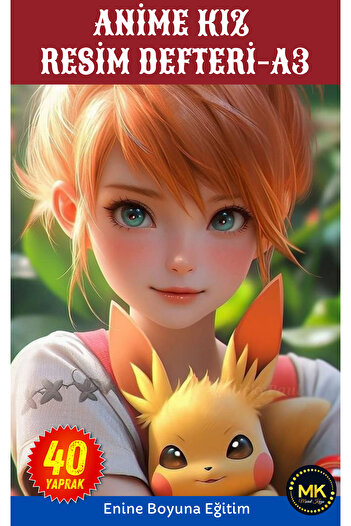 Enine Boyuna Eğitim Large Size Pikachu and Anime Girl Picture Book