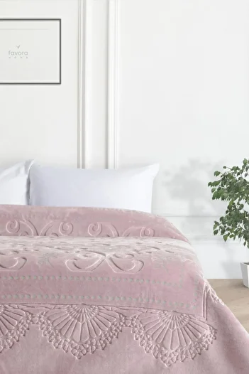Merinos Pırıltı Embos Double Blanket - Powder.