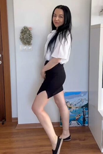 mrmpro Siyah Ottoman Kumaş Fitilli Soldan Yırtmaçlı Mini Etek Likralı