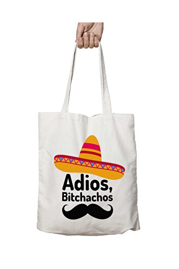 ART HEDİYE Adios Bitchachos Mexican Hat - Διαρκής, πλενόμενη υφασμάτινη τσάντα ώμου δύο όψεων