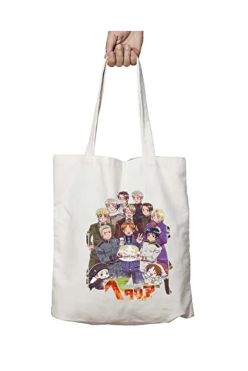ART HEDİYE Hetalia Tee - Lasting and Washable Shoulder Tote Bag, for School and Beach