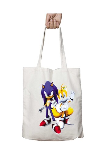 ART HEDİYE Blue Sonic Character δύο πλευρών που πλένεται σχολική και παραλία υφασμάτινη τσάντα ώμου