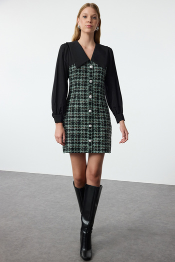 Trendyol Collection Zelené kostkované minišaty - Twoaw23El00701