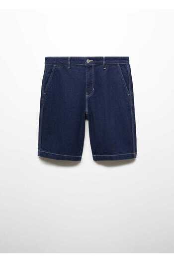 MANGO Man Pamuklu denim bermuda şort