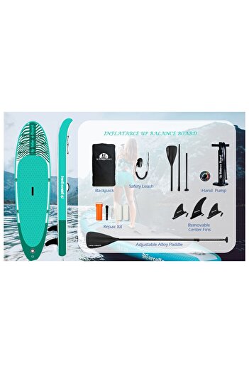 Cosfer Up Balance Board Şişme Sup Board/Stand Up Paddle Board 335x84x15 Cm Yeşil Beyaz