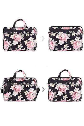 Go Veform 15 Inch Flower Pattern Women's Briefcase and Laptop Protection Bag Black Evrh40