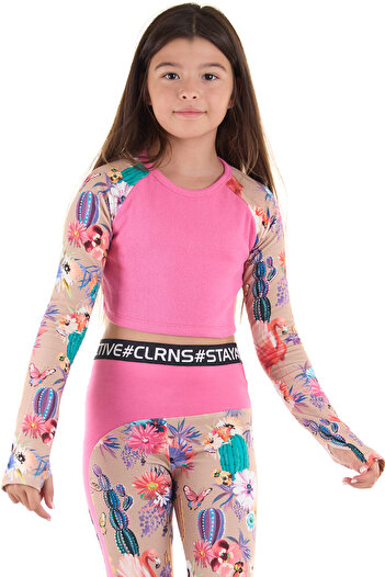 Colorinas Girl - Tori Marble Metering Patterned Crop Sweatshirt