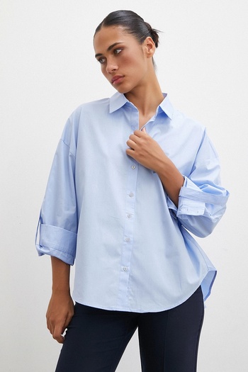 Never more Blue Sleeve Epaulettes Shirt