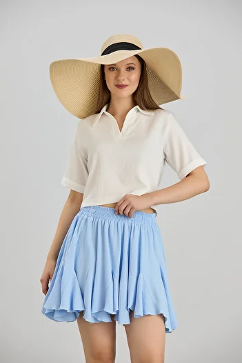 Space Fashion Fusta mini cu talie elastică albastră