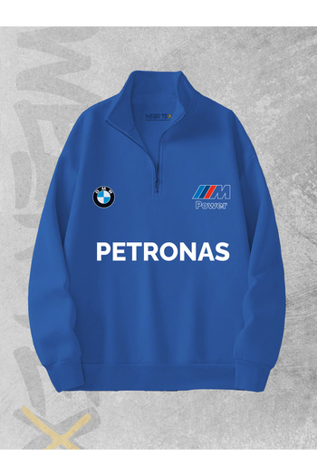 WEARTEX BMW Petronas з принтом, напівзастібка-блискавка, 3 нитки, світшот