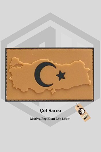 Motiva 7,30x4cm Model Turkish Flag - Veç Flag Desert Yellow with Velcro and Map