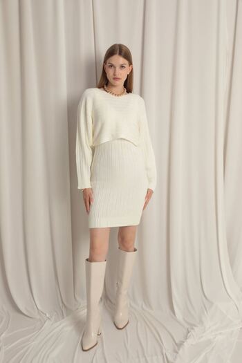 vuvutasarım New Season Women's Mini Dress and Top Sweater Set - 25tbk002