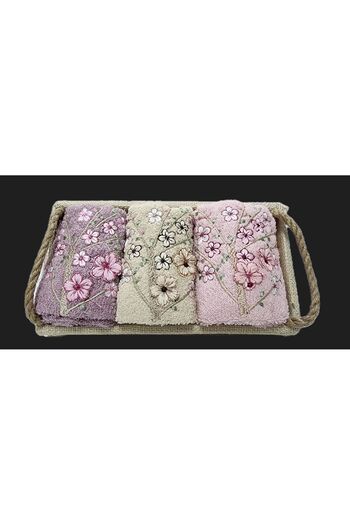 Çapa Home Çapa Home Σετ Πετσέτες Κεντητές 3 τεμαχίων - Floral Pattern, Βαμβακερό, 30x50