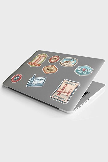 ENGINPRINT World Cities Themed Laptop Notebook Helmet Luggage Can Bag Sticker Label Set