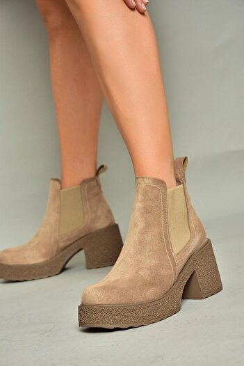 Fox Shoes Τ 996220002   Mink Suede - Γυναικείες Μπότες με Χοντρό Τακούνι