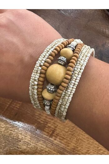 Gönülden Tasarım Authentic Women's Bracelet - Bamboo Bead Detail, Adjustable Size