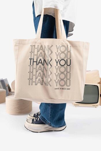 The Lycos Thank You" Canvas Tote Shoulder And Beach Bag