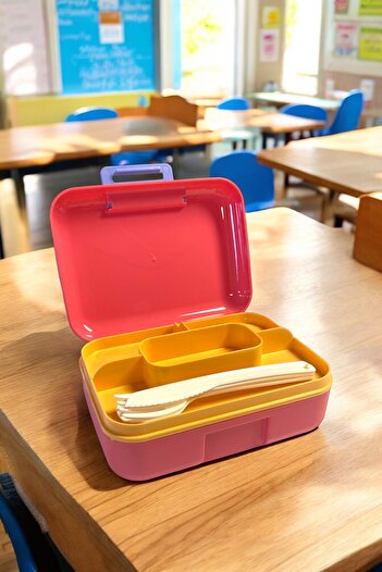 Kavi Entegre Plastik Lunch Box with 5 Compartments and 2 Layers Lock Lid