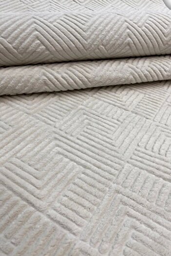 Merinos Rölyef Aden Krem Modern Kaymaz Halı