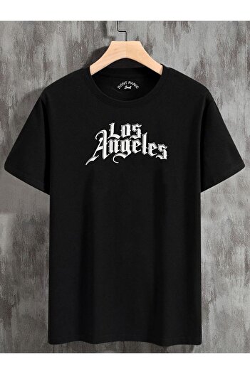 DEEPSENCE Los Angeles Printed Unisex Oversize Black T-shirt