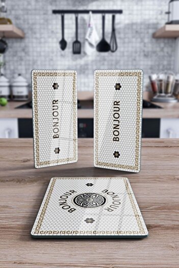 Decovetro Bon Appetit - Set of 3 Rectangular Glass Serving Plates