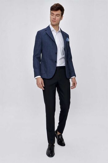 Morven Jachetă pentru bărbați, cu model albastru, țesută, slim fit, cu buzunar, 6 drop